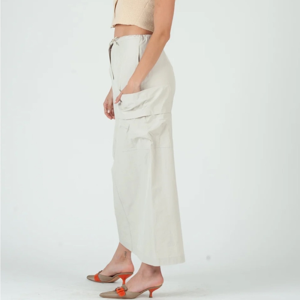 LUCCA LIGHTWEIGHT PERFORMANCE COTTON POLY CARGO MAXI SKIRT KHAKI SIZE MEDIUM NWT - Picture 10 of 10